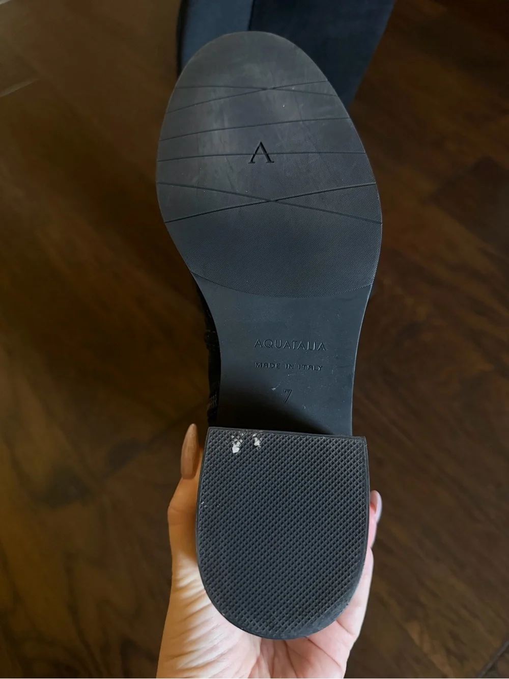 Aquatalia Jordan Knee High Black Suede/Stretch Boots Size 7, EUC